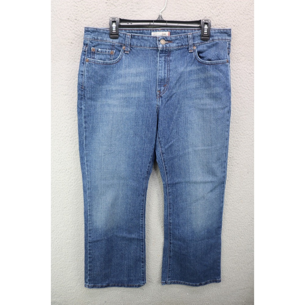 Levi's Bootcut 515 Blue Denim Jeans-Size 14S-Distressed-Stretch-Pockets